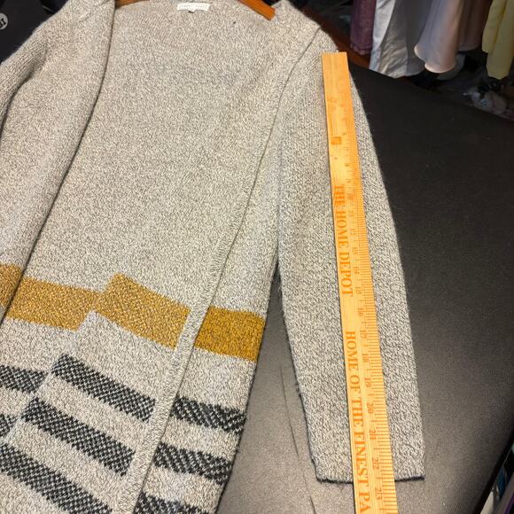 Emory Park Gray Hooded Long Sleeve Cardigan Sweater Size Medium Gray Gold - Picture 5 of 7